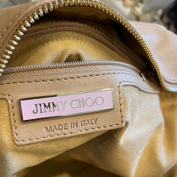 JIMMY CHOO Beige Leather Shoulder Bag Purse Gold Hardware - Picture 2 of 7